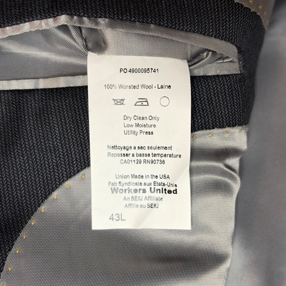 Hart Schaffner Marx Worsted Wool 2Pc Suit 43L Men Gray Blazer Pants Business USA - Picture 2 of 10